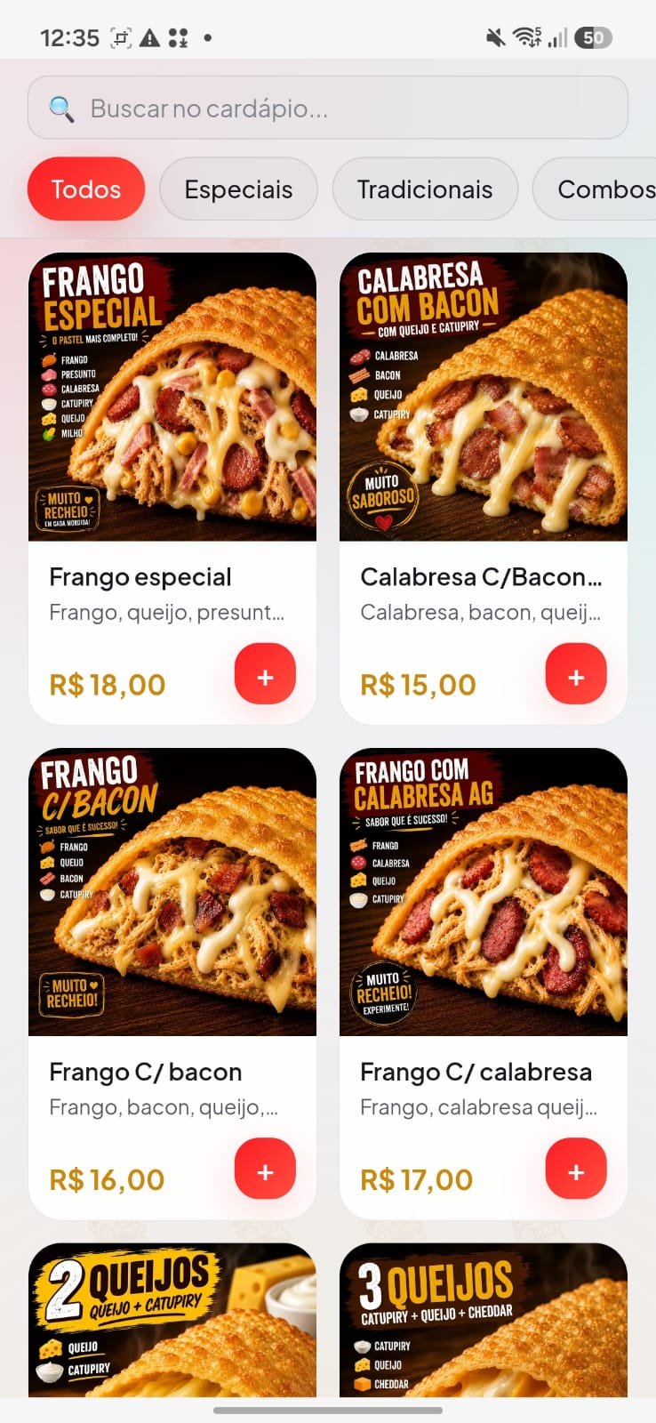 Exemplo 4 de cardápio digital feito na Lukrar